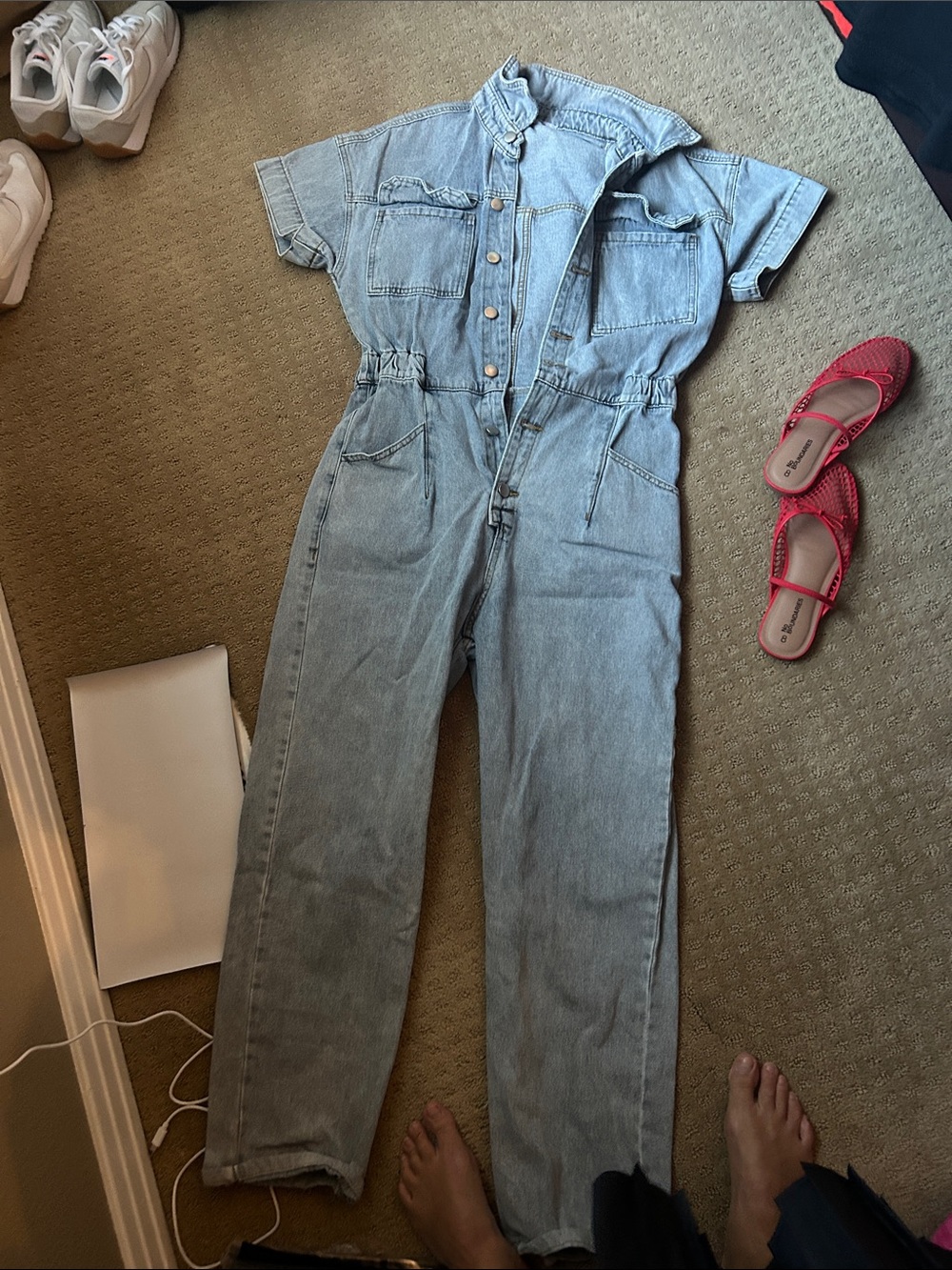 Polagram Classic Light Blue Denim womens One-Piece Jumpsuit size small